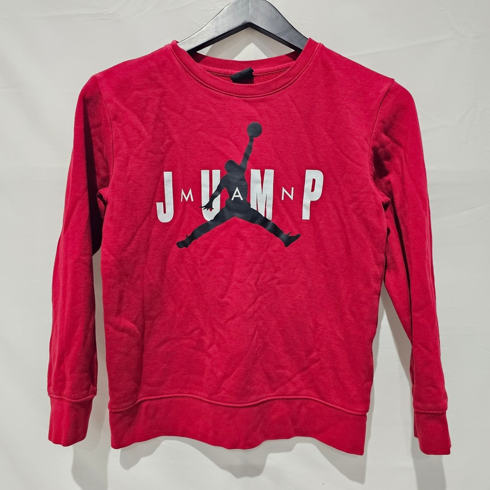 Jordan Jumpman Red Fleece Crewneck Sweatshirt Boys Large 12-13 Yrs Athleticwear